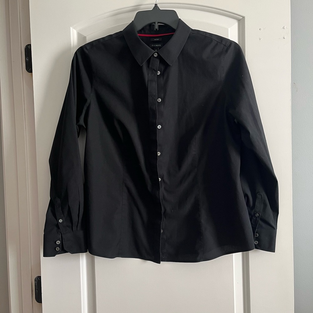 Talbots Elegant Black Button Down Shirt
